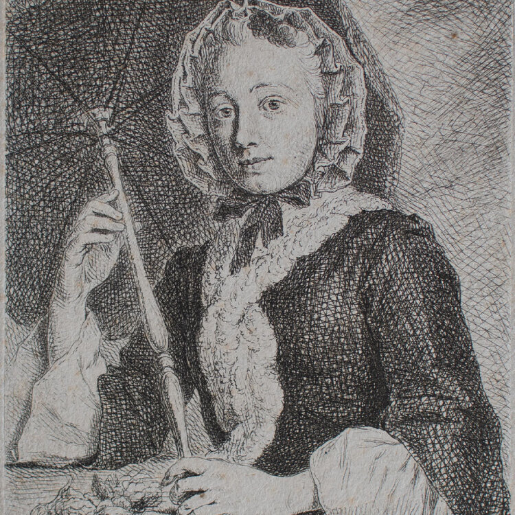Johann Gottlieb Glume - Frau mit Schirm - 1749 - Radierung auf Büttenpapier