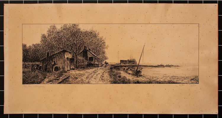 Unbekannter Künstler - Szene am Meer - Tuschezeichnung - 1913