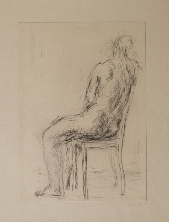 Karlheinz Schäfer - Akt weiblich - 1966 - Graphitstift und Kohlestift auf Papier, auf Trägerkarton aufgezogen.