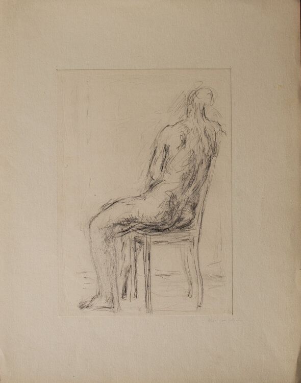 Karlheinz Schäfer - Akt weiblich - 1966 - Graphitstift und Kohlestift auf Papier, auf Trägerkarton aufgezogen.