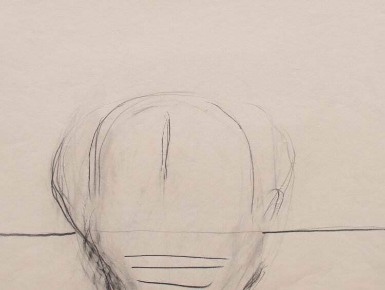 Karlheinz Schäfer - abstrahierter Kopf - 1969 - Graphitstift auf chamoisfarbenem Papier