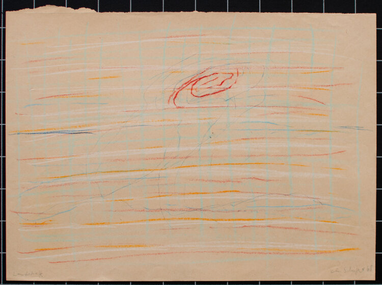 Karlheinz Schäfer - Landschaft - 1968 - Farbstift auf braun getontem feinem Papier.