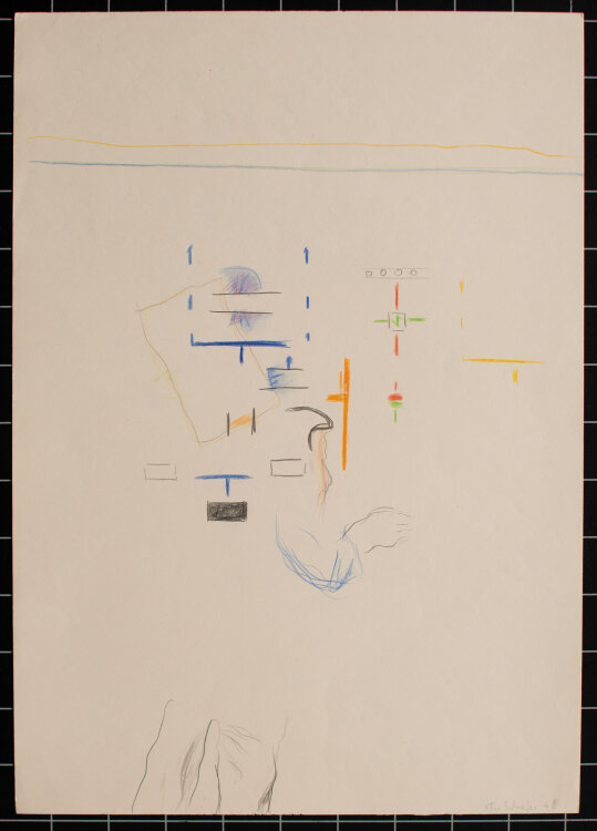 Karlheinz Schäfer - Arbeiter an einer Schaltanlage - 1968 - Farbstift