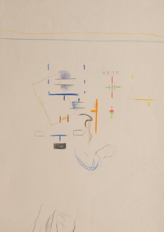Karlheinz Schäfer - Arbeiter an einer Schaltanlage - 1968 - Farbstift