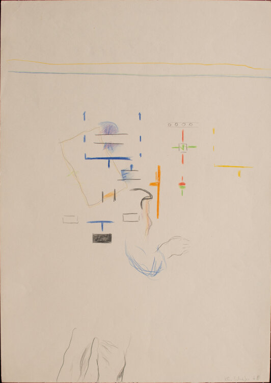 Karlheinz Schäfer - Arbeiter an einer Schaltanlage - 1968 - Farbstift