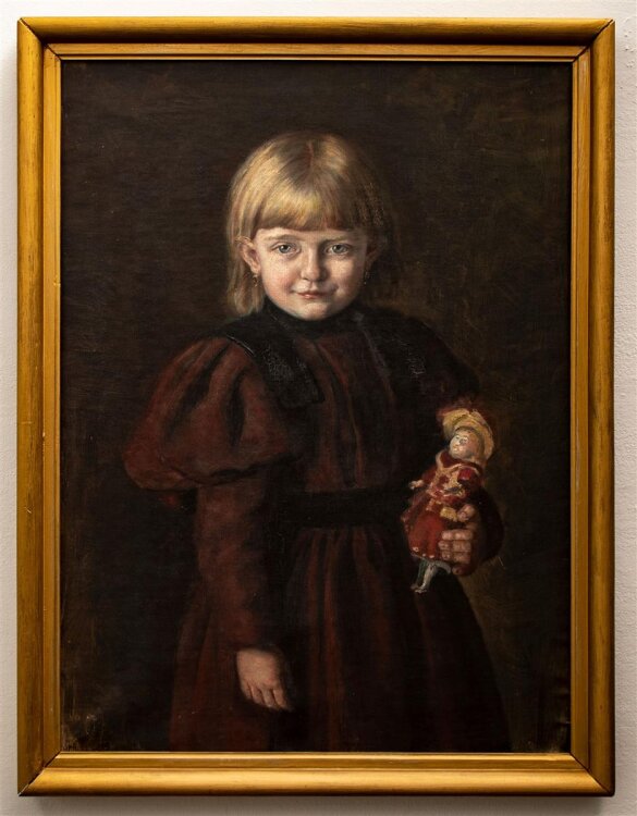 unbekannt - Mädchen mit Puppe - o.J. - Öl auf Leinwand