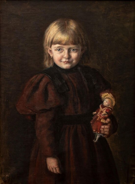 unbekannt - Mädchen mit Puppe - o.J. - Öl auf Leinwand