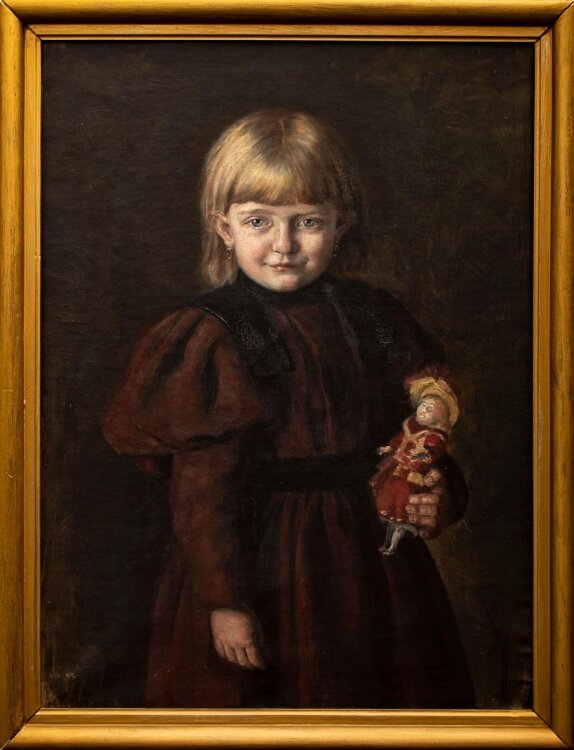unbekannt - Mädchen mit Puppe - o.J. - Öl auf Leinwand