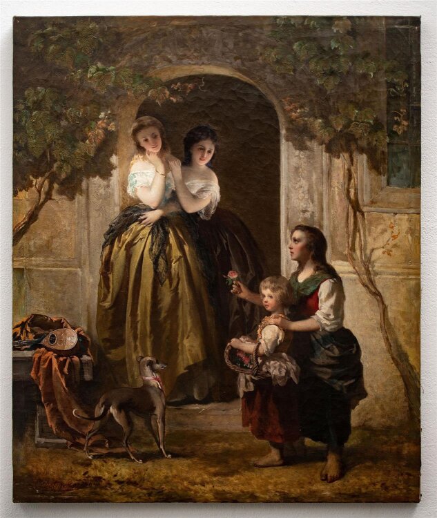 Julius Detmers - Die Rosenverkäuferin - o.J. - Öl auf Leinwand