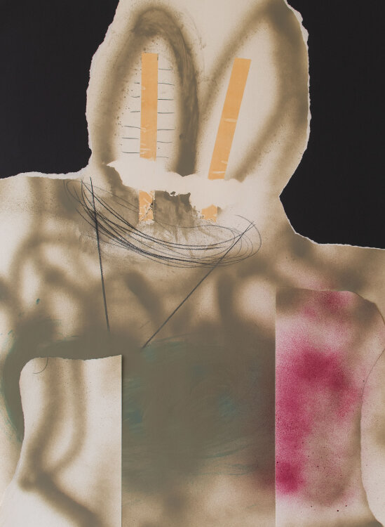 Karlheinz Schäfer - Abstrahierter Mensch - 1972 - Sprühfarbe, Klebestreifen und Graphitstift