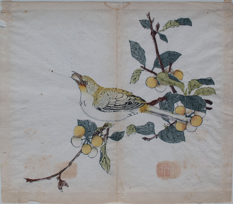 Yen Hu Cheng - Vogel aus: Zehnbambushalle (Shizhuzhai shuhuapu) - o.J. - Farbholzschnitt