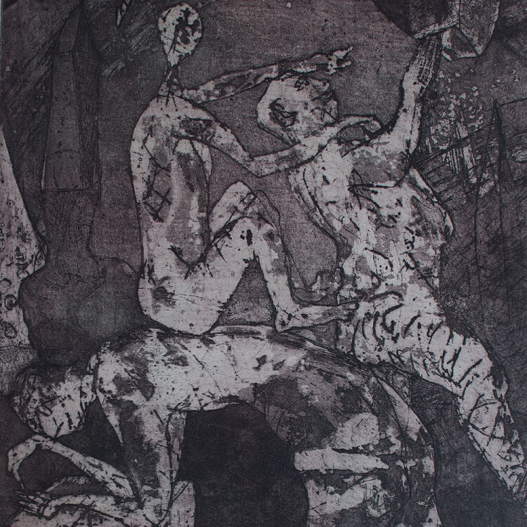 Ulrich Panndorf - Aus der Hand lesen - 1987 - Farbradierung auf Büttenpapier
