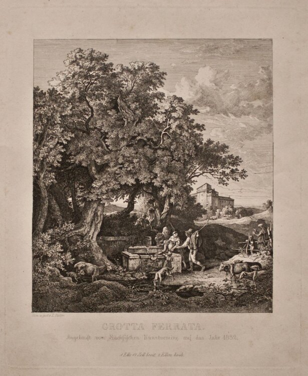 Adrian Ludwig Richter - Grotta Ferrata - 1830 - Radierung