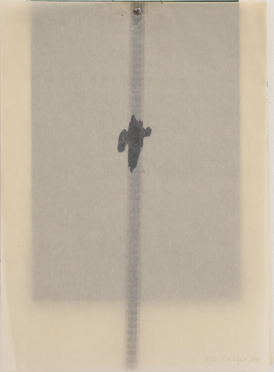 Karlheinz Schäfer - Buchobjekt mit Aluminiumfolie - 1974 - Transparentpapier, Negativfolie, Aluminiumfolie und schwarzes Papier (teils perforiert) und Farbstift, Rundkopfklammer