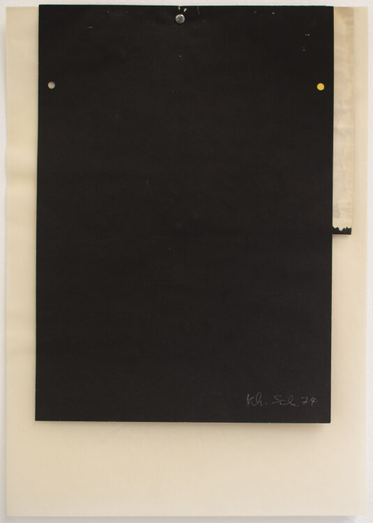 Karlheinz Schäfer - Buchobjekt mit Filzpapier - 1974 - Collage, Transparentpapier, Filzpapier und Farbpapier (teils perforiert), Rundkopfklammer