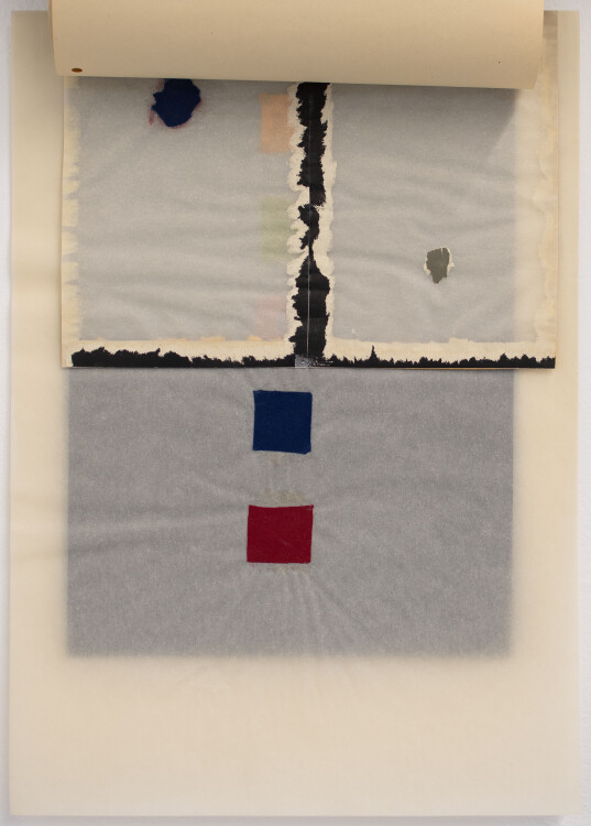 Karlheinz Schäfer - Buchobjekt mit Filzpapier - 1974 - Collage, Transparentpapier, Filzpapier und Farbpapier (teils perforiert), Rundkopfklammer