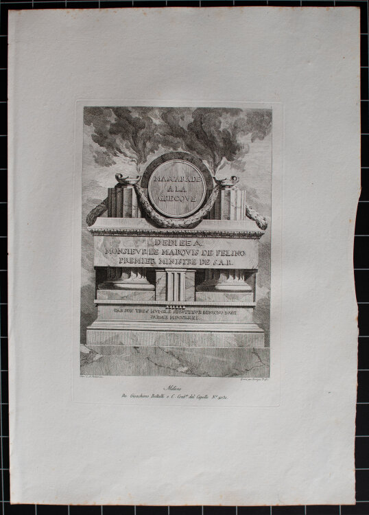 Ennemond Alexandre Petitot - Titelblatt Mascarade à la Grecque - 1771 - Radierung auf Büttenpapier