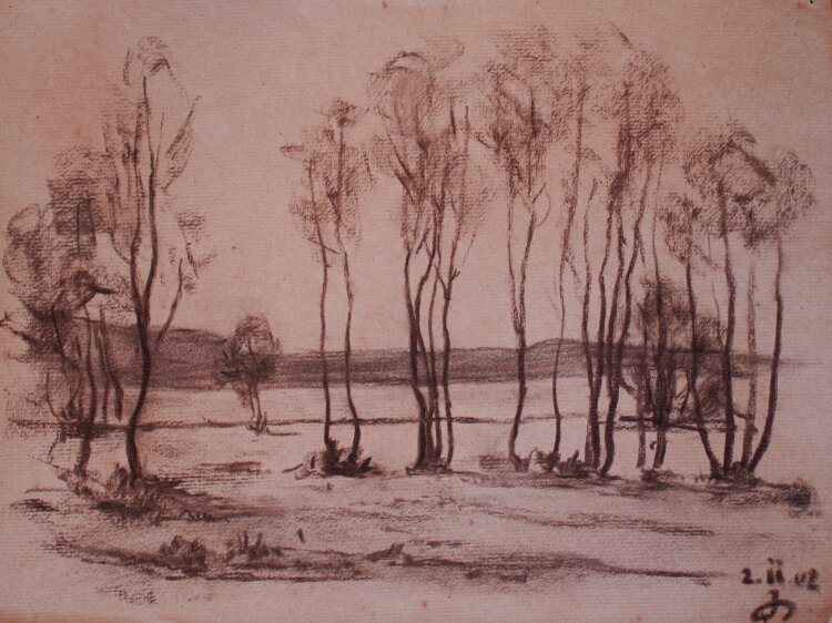 Józef Teofil Smolinski - Landschaft mit Bäumen - 1902 - Kohle