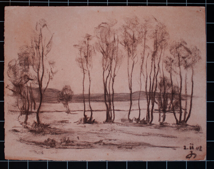 Józef Teofil Smolinski - Landschaft mit Bäumen - 1902 - Kohle
