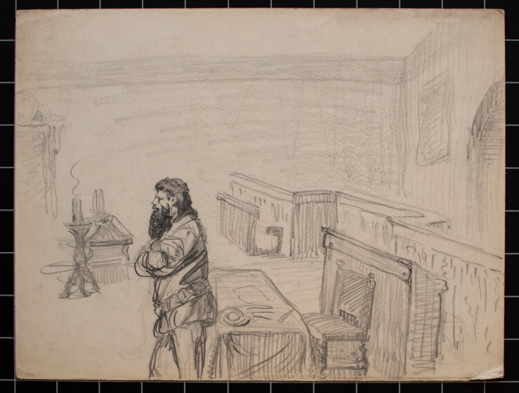 Józef Teofil Smolinski - Männerstudien im historischen Kostüm/ Gerichtsaal - um 1900 - Bleistift