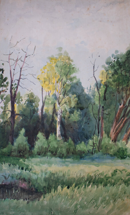 Józef Teofil Smolinski - Wald- und Wiesenlandschaft - um 1900 - Aquarell, Bleistift