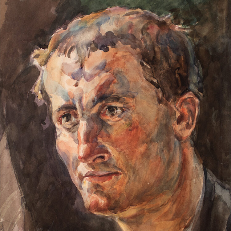 Józef Teofil Smolinski - Männerbildnis - um 1900 - Aquarell, Bleistift
