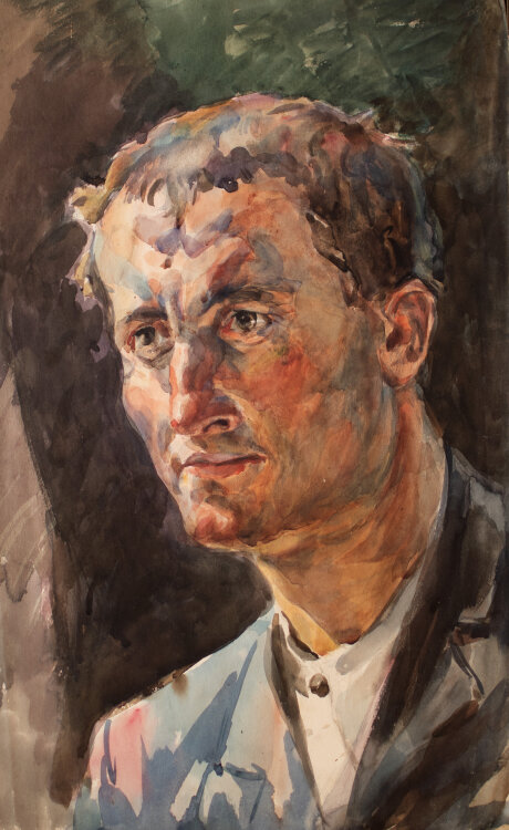 Józef Teofil Smolinski - Männerbildnis - um 1900 - Aquarell, Bleistift