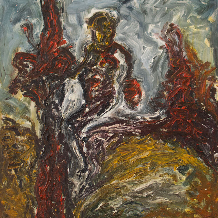 Frank Seidel - Abstrahierte Figur an einem Baum - 1989 -...