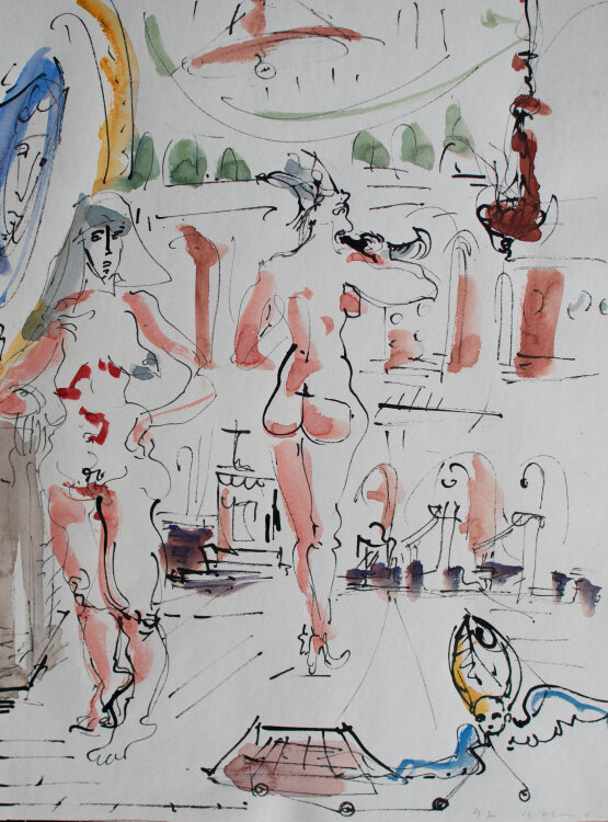 Rolf Walter - Weiblicher Akt/ Nonne - 1997 - Aquarell