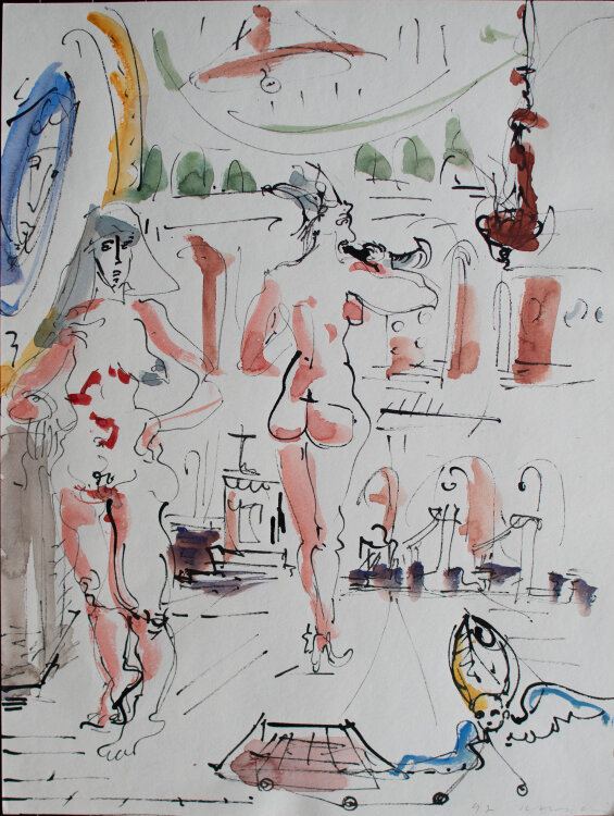Rolf Walter - Weiblicher Akt/ Nonne - 1997 - Aquarell