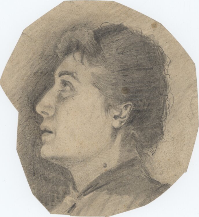 Józef Teofil Smolinski - Frauenporträt nach links - um 1900 - Bleistift