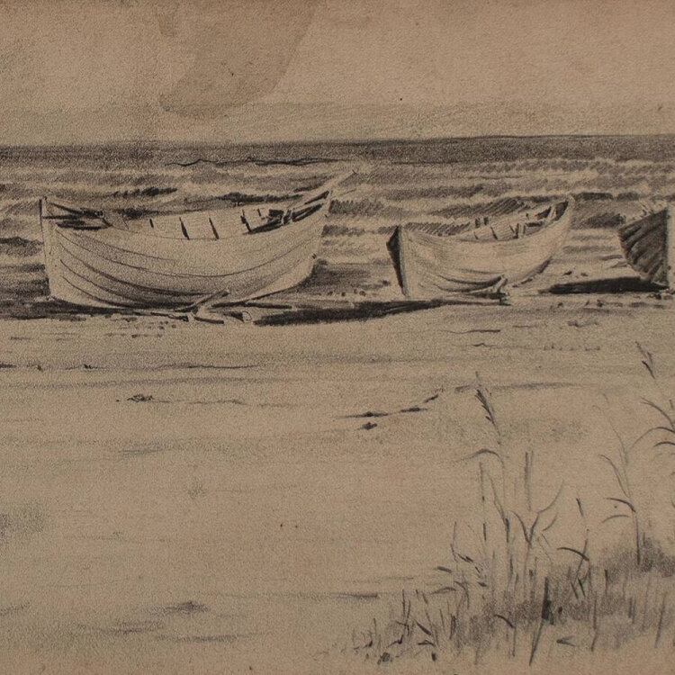 unbekannt - Boote am Strand - 1888 - Bleistift