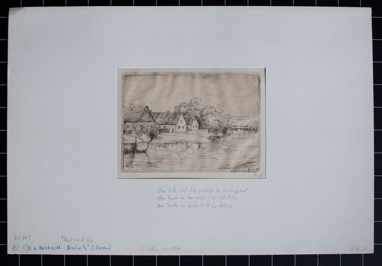 Leopold von Kalckreuth d.J. - Dorfteich von Bischwitz/ Biskupice Olawskie - o.J. - Radierung auf Büttenpapier