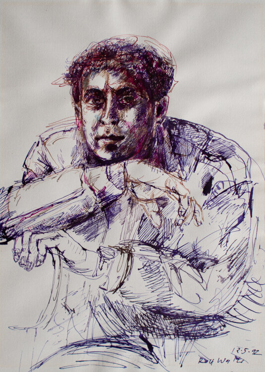 Rolf Walter - Männliches Porträt - 1992 - Aquarell