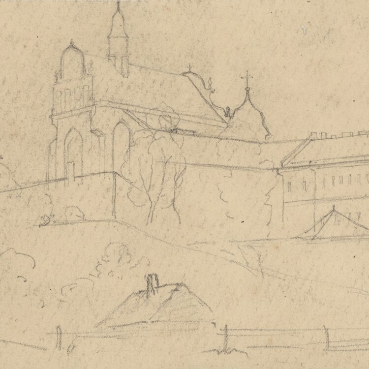 Józef Teofil Smolinski - Schlossansicht - um 1900 - Bleistift
