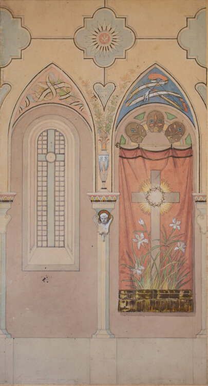 Józef Teofil Smolinski - Entwürfe für Kirchenfenster - 1899 - Aquarell, Bleistift, Tinte, Deckweiß