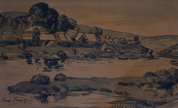 Fried Stern - Flusslandschaft - 1919 - Aquarell, Kohle