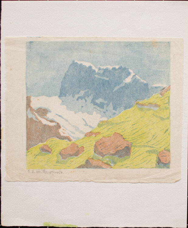 Lina Elisabeth Margarete Gerhardt - Im Gebirge - o.J. - Farblinolschnitt auf feinem Japan