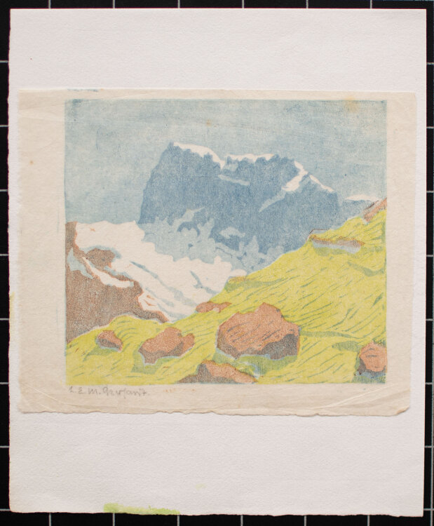Lina Elisabeth Margarete Gerhardt - Im Gebirge - o.J. - Farblinolschnitt auf feinem Japan