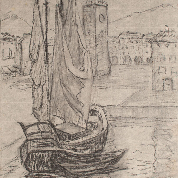 Lina Elisabeth Margarete Gerhardt - Riva del Garda - o.J. - Kohlestift auf Japanpapier