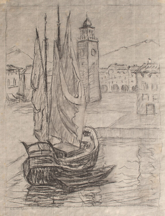 Lina Elisabeth Margarete Gerhardt - Riva del Garda - o.J. - Kohlestift auf Japanpapier