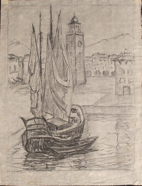 Lina Elisabeth Margarete Gerhardt - Riva del Garda - o.J. - Kohlestift auf Japanpapier