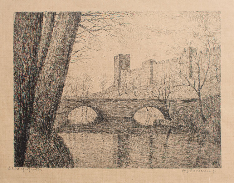 Lina Elisabeth Margarete Gerhardt - Castelfranco Veneto - o.J. - Radierung auf getöntem Papier mit Leinenprägung und Wasserzeichen