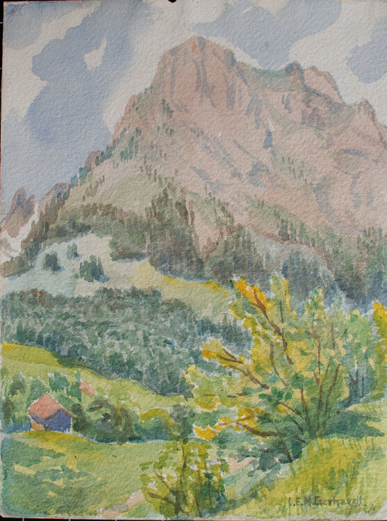 Lina Elisabeth Margarete Gerhardt - Nünalphorn in Engelberg - 1930 - Aquarell auf Aquarellpapier