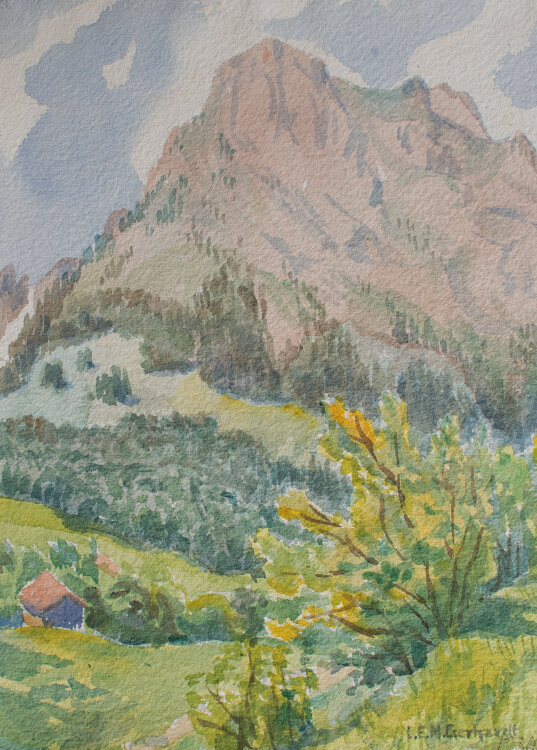 Lina Elisabeth Margarete Gerhardt - Nünalphorn in Engelberg - 1930 - Aquarell auf Aquarellpapier