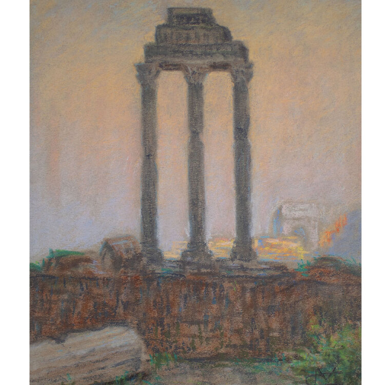 Lina Elisabeth Margarete Gerhardt - Dioskurentempel - o.J. - Pastell auf getöntem Papier