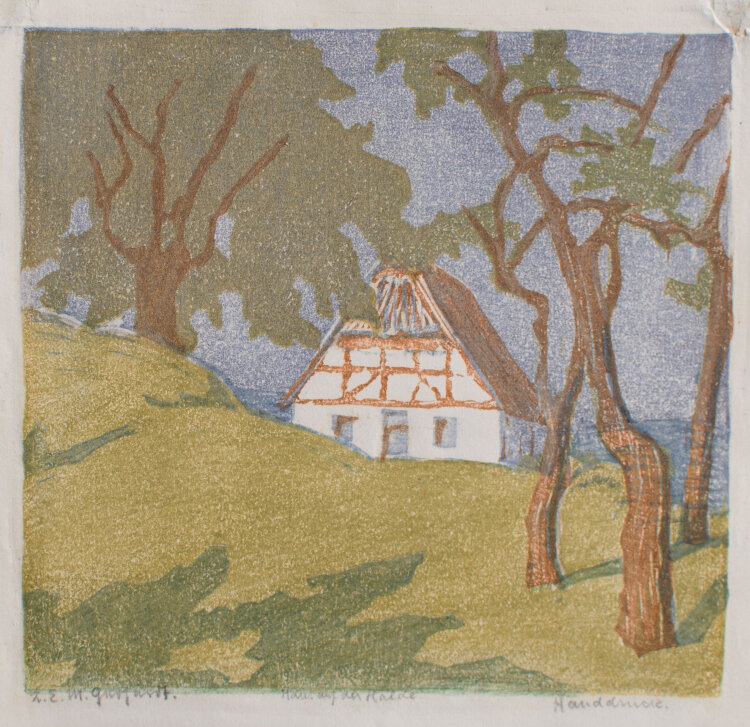 Lina Elisabeth Margarete Gerhardt - Haus auf der Halde - o.J. - Farbholzschnitt