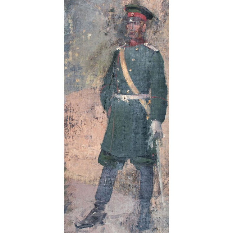 Theodor Volmar - Soldat mit Säbel - o.J. - Öl auf Leinwand