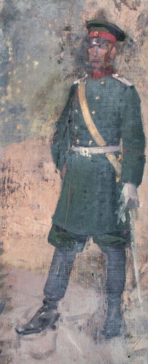 Theodor Volmar - Soldat mit Säbel - o.J. - Öl auf Leinwand
