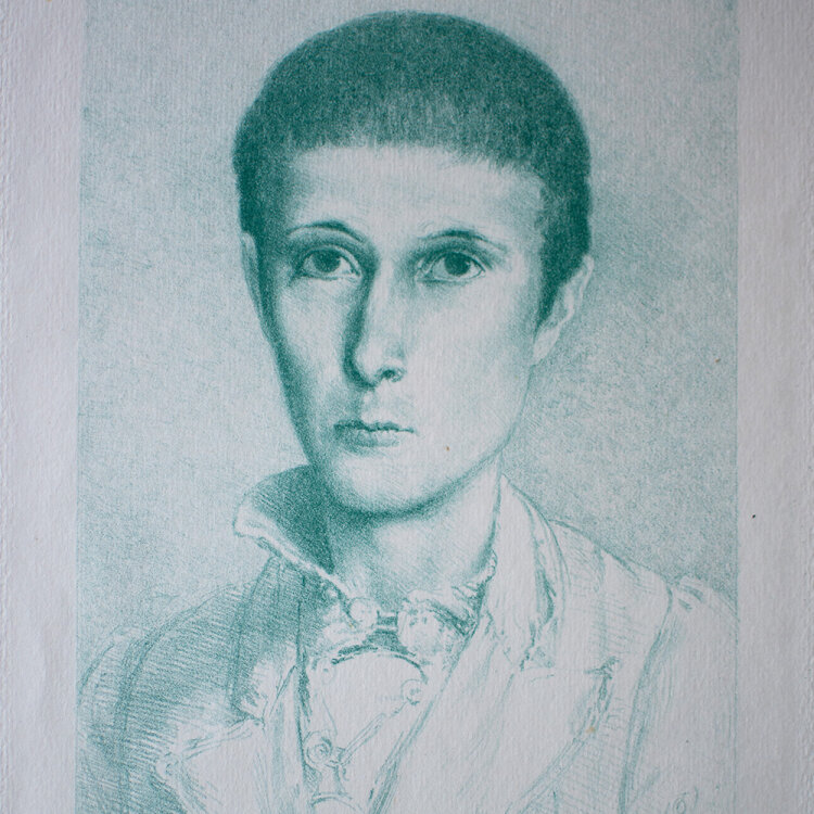 Werner Tübke - Knabenbildnis - 1976 - Farblithografie